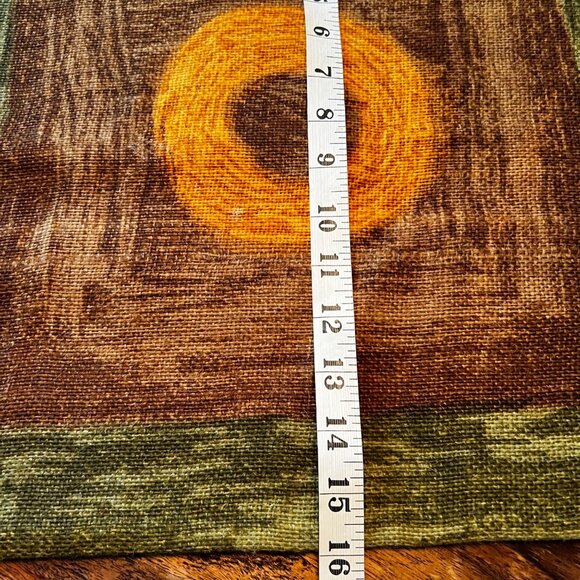 Two Vintage MCM Modern Art Boho Jute Pillow Covers 16X16 Square - Picture 6 of 7